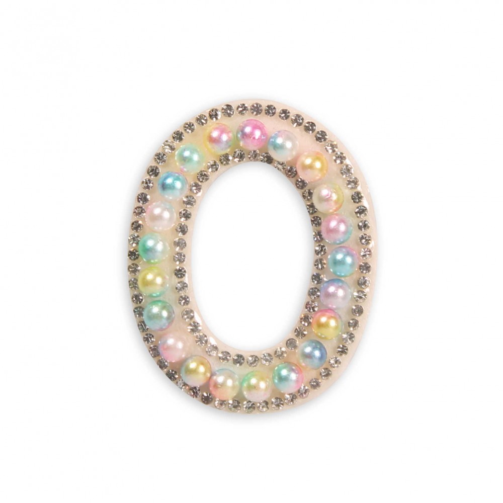 Autocollant sticker pour téléphone/tablette/ordinateur brodé en 3D pearls multi color - Lettre O