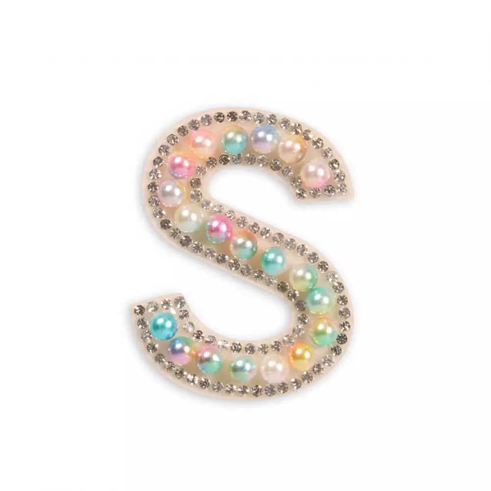 Autocollant sticker pour téléphone/tablette/ordinateur brodé en 3D pearls multi color - Lettre S