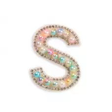 Autocollant sticker pour téléphone/tablette/ordinateur brodé en 3D pearls multi color - Lettre S