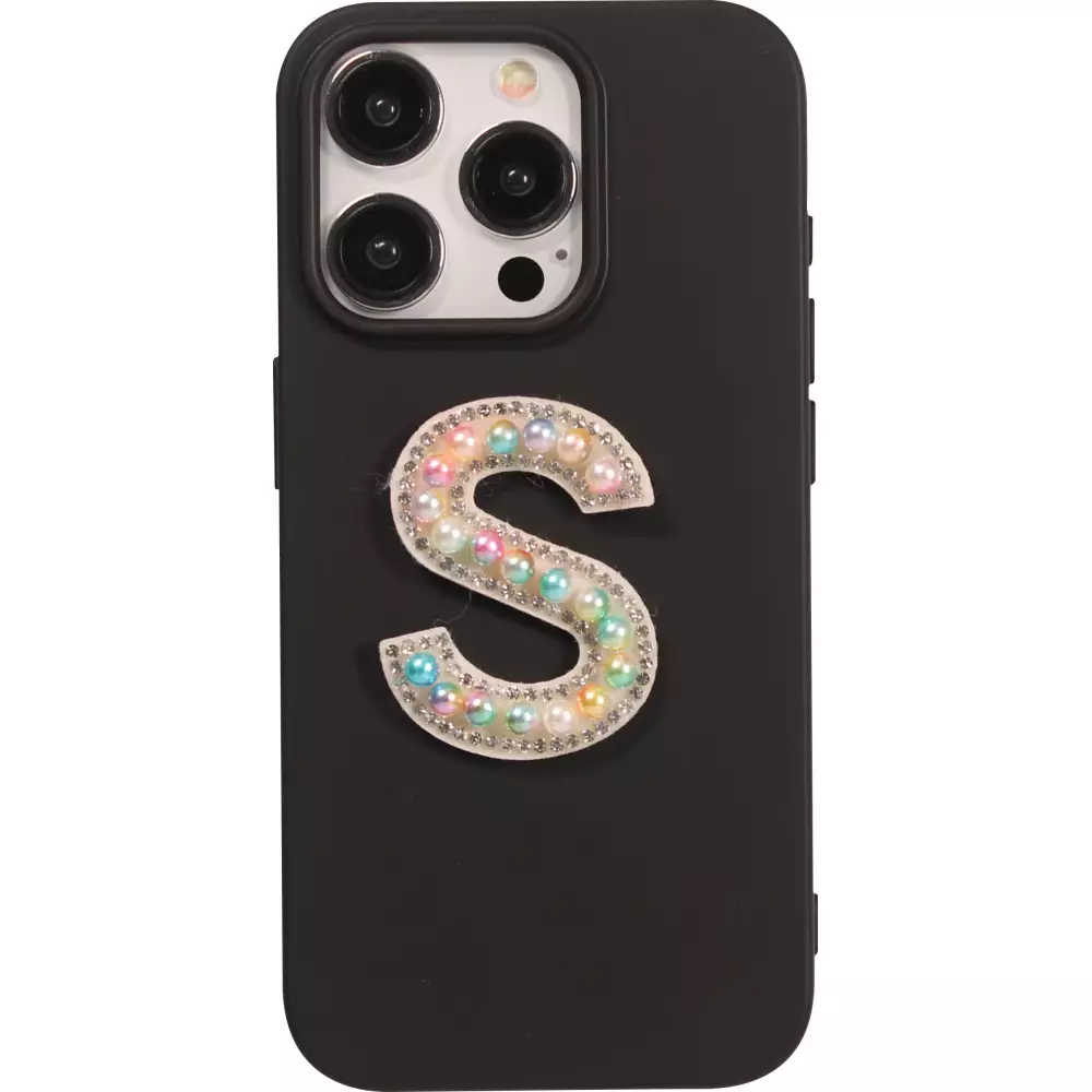 Autocollant sticker pour téléphone/tablette/ordinateur brodé en 3D pearls multi color - Lettre S