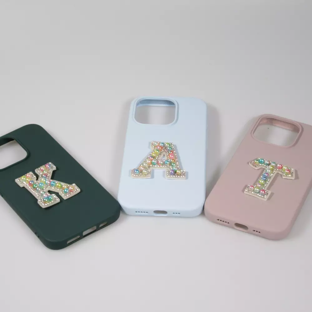 Autocollant sticker pour téléphone/tablette/ordinateur brodé en 3D pearls multi color - Lettre S