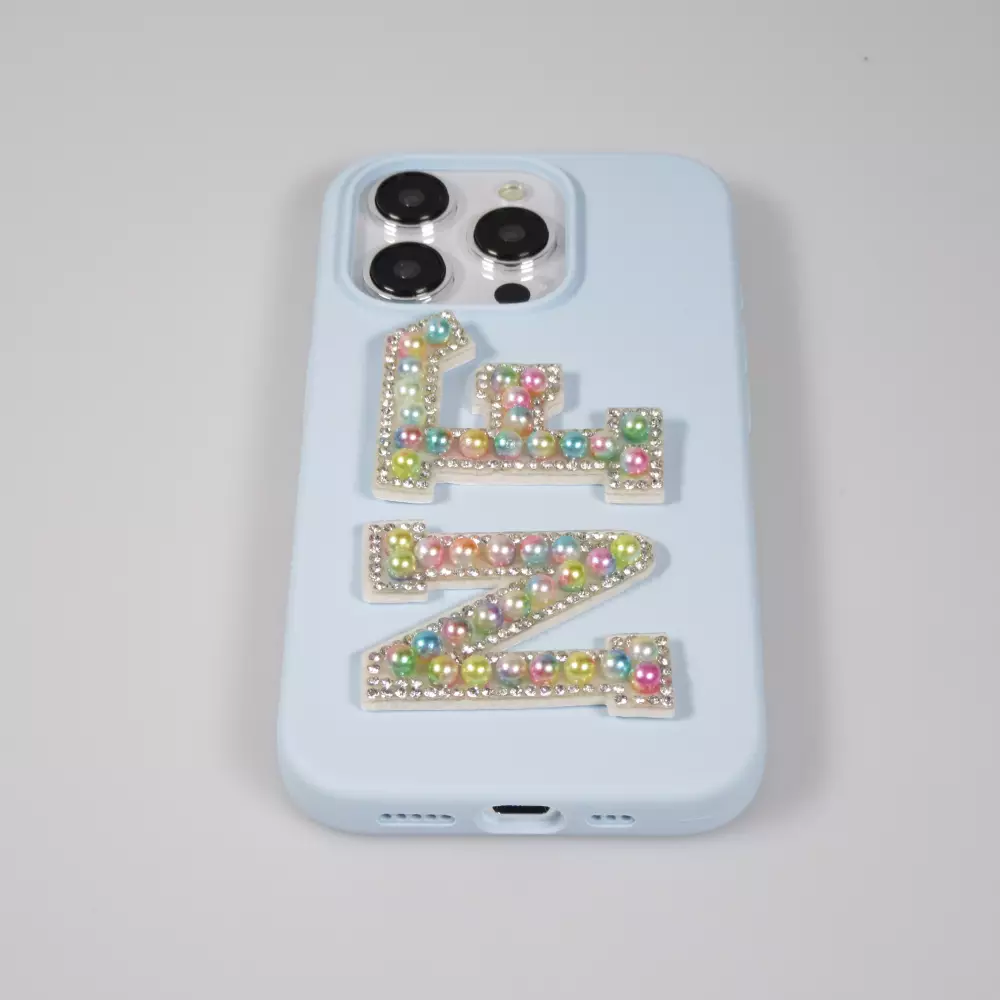 Autocollant sticker pour téléphone/tablette/ordinateur brodé en 3D pearls multi color - Lettre S