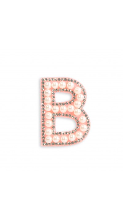 Autocollant sticker pour téléphone/tablette/ordinateur brodé en 3D pearls rose - Lettre B