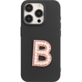 Autocollant sticker pour téléphone/tablette/ordinateur brodé en 3D pearls rose - Lettre B