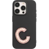 Autocollant sticker pour téléphone/tablette/ordinateur brodé en 3D pearls rose - Lettre C