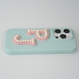 Autocollant sticker pour téléphone/tablette/ordinateur brodé en 3D pearls rose - Lettre C
