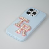 Autocollant sticker pour téléphone/tablette/ordinateur brodé en 3D pearls rose - Lettre C