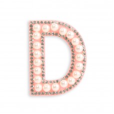 Autocollant sticker pour téléphone/tablette/ordinateur brodé en 3D pearls rose - Lettre D