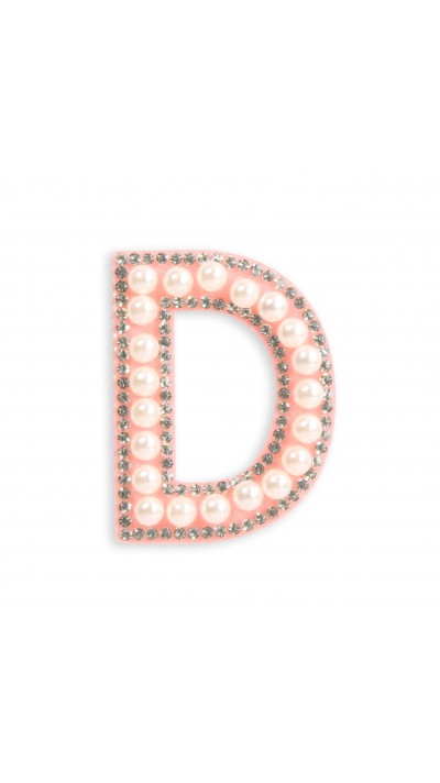 Autocollant sticker pour téléphone/tablette/ordinateur brodé en 3D pearls rose - Lettre D