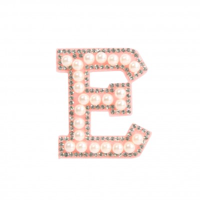 Autocollant sticker pour téléphone/tablette/ordinateur brodé en 3D pearls rose - Lettre E