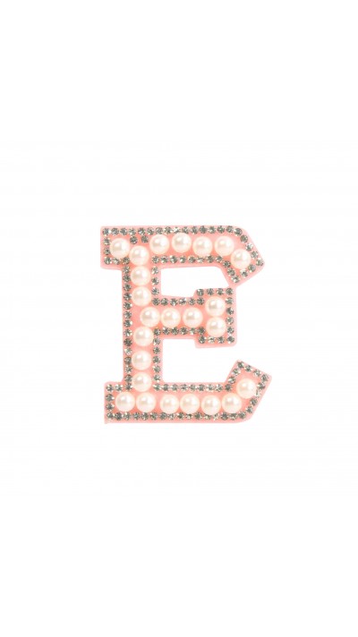 Autocollant sticker pour téléphone/tablette/ordinateur brodé en 3D pearls rose - Lettre E