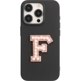 Autocollant sticker pour téléphone/tablette/ordinateur brodé en 3D pearls rose - Lettre F