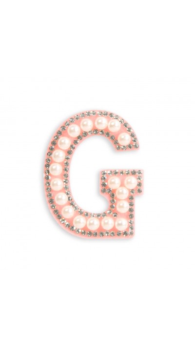 Autocollant sticker pour téléphone/tablette/ordinateur brodé en 3D pearls rose - Lettre G