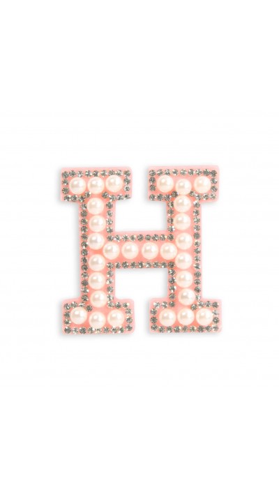 Autocollant sticker pour téléphone/tablette/ordinateur brodé en 3D pearls rose - Lettre H