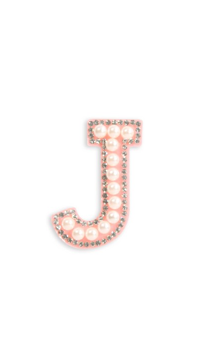 Autocollant sticker pour téléphone/tablette/ordinateur brodé en 3D pearls rose - Lettre J