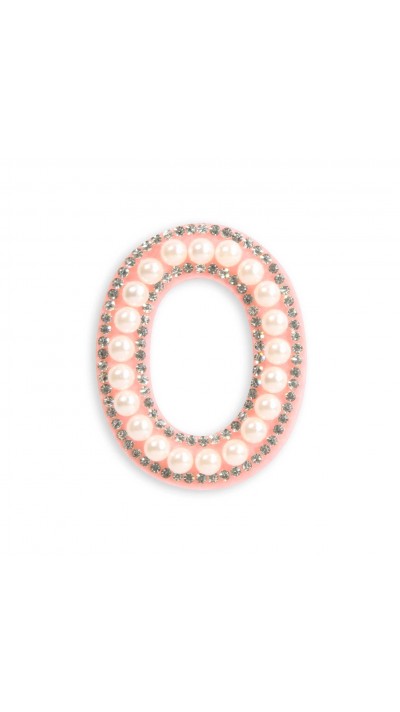 Autocollant sticker pour téléphone/tablette/ordinateur brodé en 3D pearls rose - Lettre O