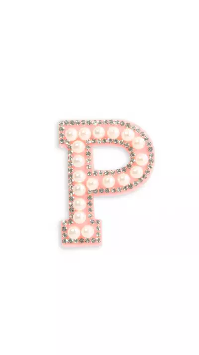 Autocollant sticker pour téléphone/tablette/ordinateur brodé en 3D pearls rose - Lettre P