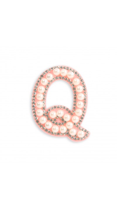 Autocollant sticker pour téléphone/tablette/ordinateur brodé en 3D pearls rose - Lettre Q