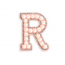 Autocollant sticker pour téléphone/tablette/ordinateur brodé en 3D pearls rose - Lettre R