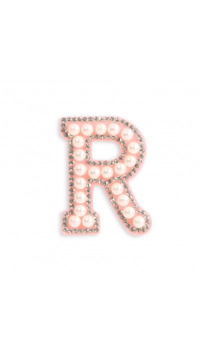 Autocollant sticker pour téléphone/tablette/ordinateur brodé en 3D pearls rose - Lettre R