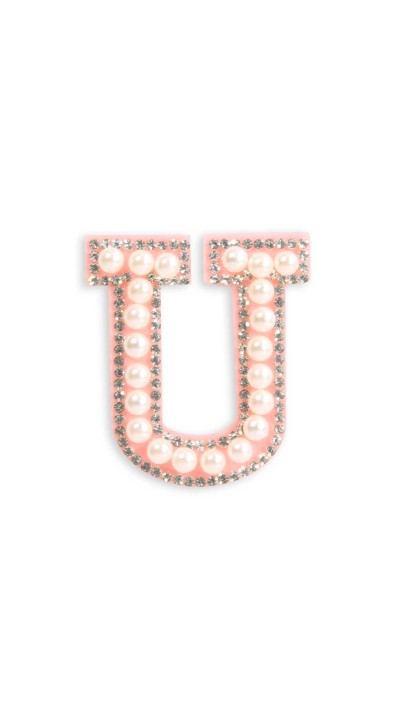 Autocollant sticker pour téléphone/tablette/ordinateur brodé en 3D pearls rose - Lettre U