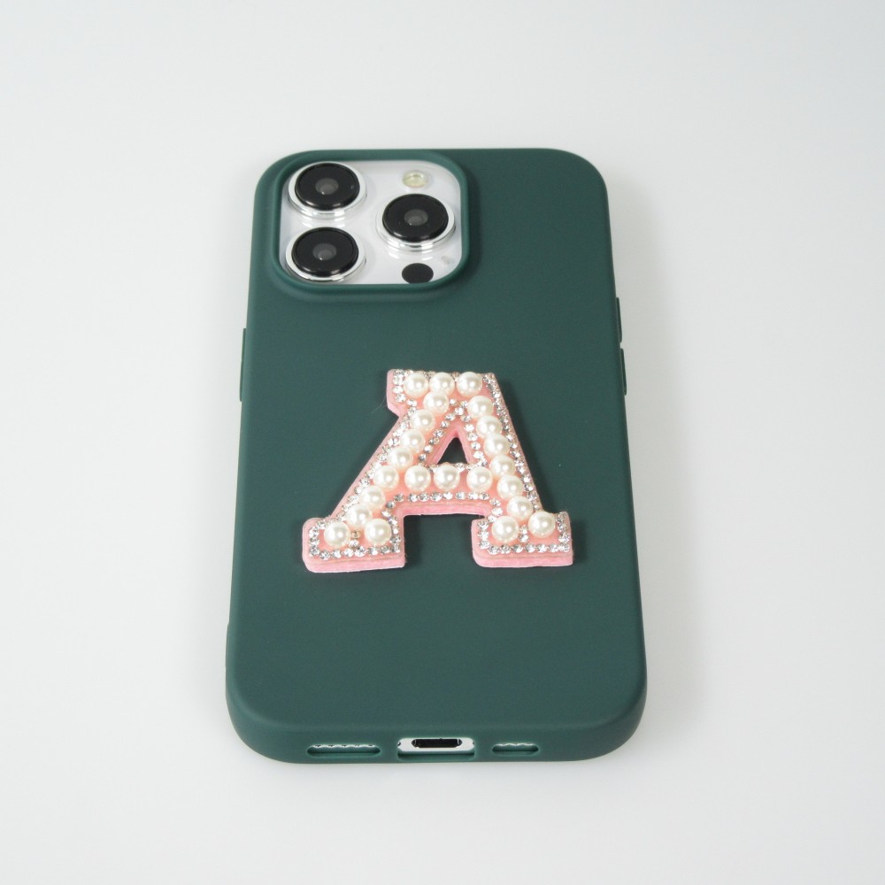 Autocollant sticker pour téléphone/tablette/ordinateur brodé en 3D pearls rose - Lettre U