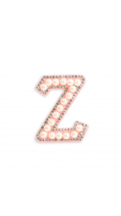 Autocollant sticker pour téléphone/tablette/ordinateur brodé en 3D pearls rose - Lettre Z
