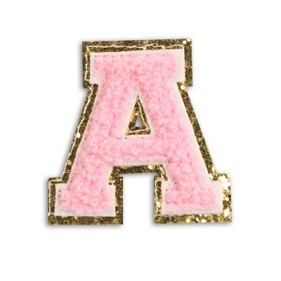 Autocollant sticker pour téléphone/tablette/ordinateur brodé en 3D rose clair - Lettre A