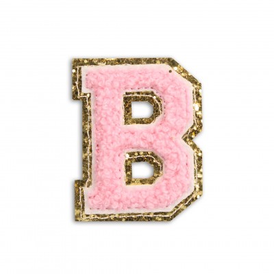 Autocollant sticker pour t&eacute;l&eacute;phone/tablette/ordinateur brod&eacute; en 3D rose clair - Lettre B