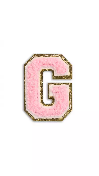 Autocollant sticker pour téléphone/tablette/ordinateur brodé en 3D rose clair - Lettre G