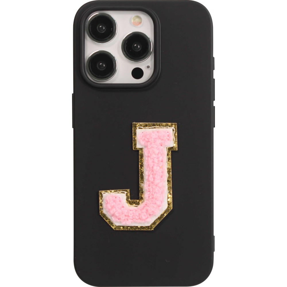 Autocollant sticker pour téléphone/tablette/ordinateur brodé en 3D rose clair - Lettre J