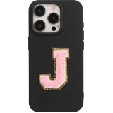 Autocollant sticker pour téléphone/tablette/ordinateur brodé en 3D rose clair - Lettre J