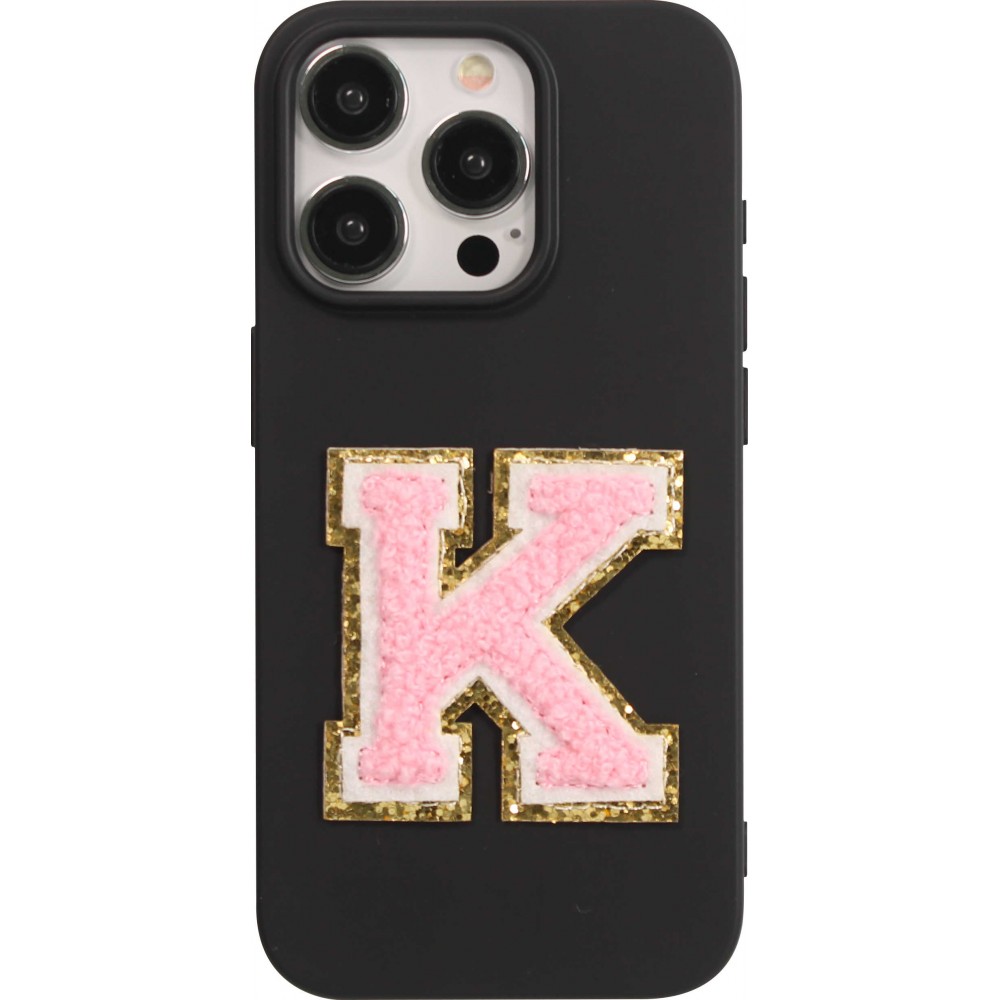 Autocollant sticker pour téléphone/tablette/ordinateur brodé en 3D rose clair - Lettre K