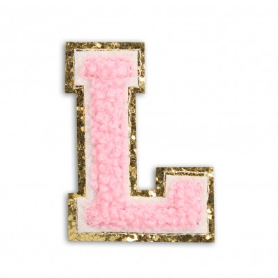 Autocollant sticker pour téléphone/tablette/ordinateur brodé en 3D rose clair - Lettre L