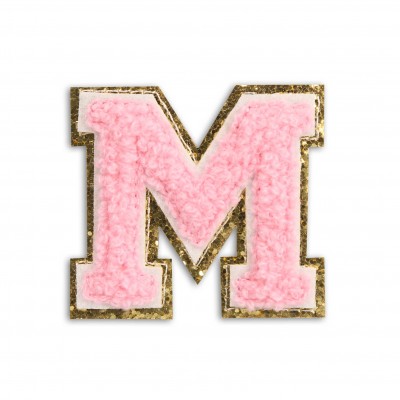 Autocollant sticker pour t&eacute;l&eacute;phone/tablette/ordinateur brod&eacute; en 3D rose clair - Lettre M