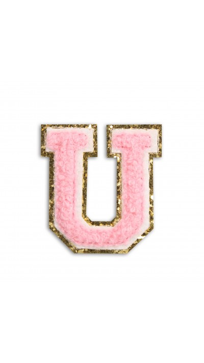 Autocollant sticker pour téléphone/tablette/ordinateur brodé en 3D rose clair - Lettre U