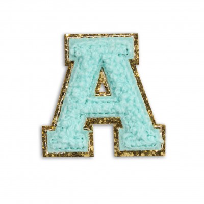 Autocollant sticker pour t&eacute;l&eacute;phone/tablette/ordinateur brod&eacute; en 3D turquoise - Lettre A