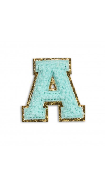 Autocollant sticker pour téléphone/tablette/ordinateur brodé en 3D turquoise - Lettre A