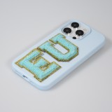 Sticker Aufkleber für Handy/Tablet/Computer 3D gestickt Türkis - Buchstabe A
