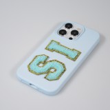 Sticker Aufkleber für Handy/Tablet/Computer 3D gestickt Türkis - Buchstabe A