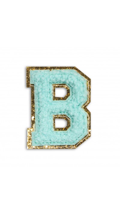 Autocollant sticker pour téléphone/tablette/ordinateur brodé en 3D turquoise - Lettre B