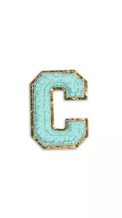 Autocollant sticker pour téléphone/tablette/ordinateur brodé en 3D turquoise - Lettre C