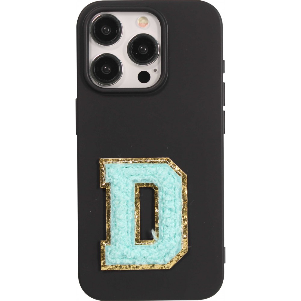 Autocollant sticker pour téléphone/tablette/ordinateur brodé en 3D turquoise - Lettre D