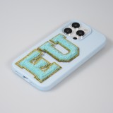 Autocollant sticker pour téléphone/tablette/ordinateur brodé en 3D turquoise - Lettre D