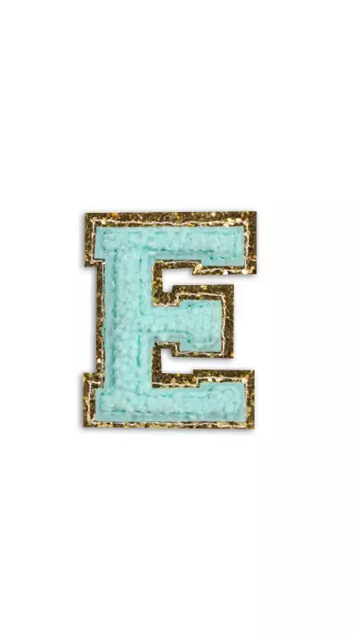 Autocollant sticker pour téléphone/tablette/ordinateur brodé en 3D turquoise - Lettre E