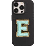 Autocollant sticker pour téléphone/tablette/ordinateur brodé en 3D turquoise - Lettre E