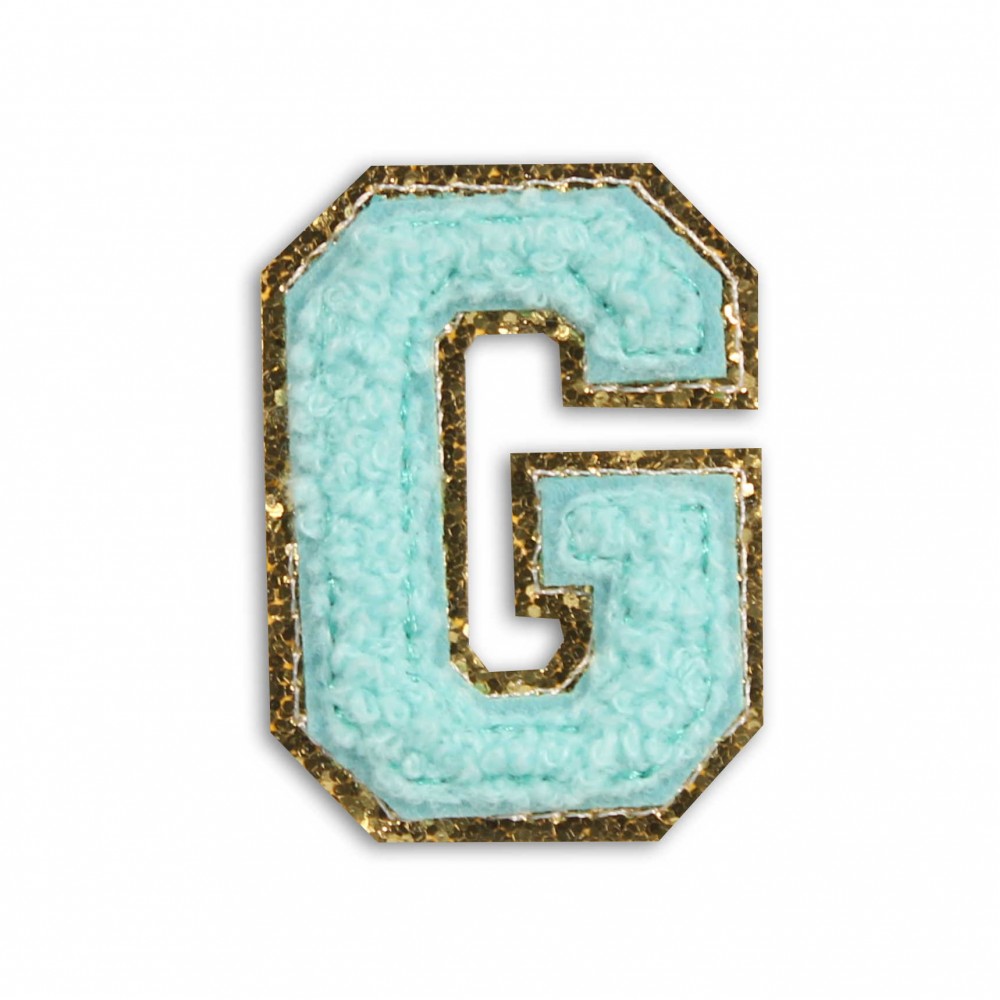 Autocollant sticker pour téléphone/tablette/ordinateur brodé en 3D turquoise - Lettre G
