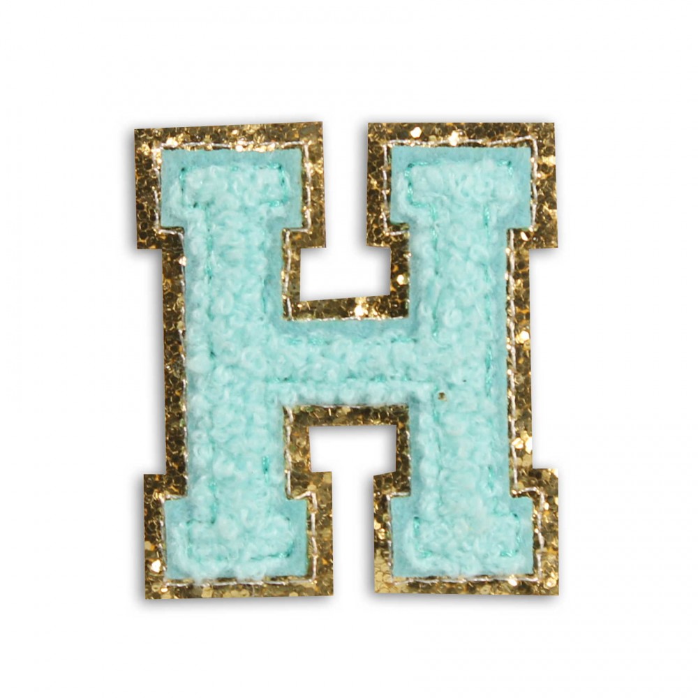 Autocollant sticker pour téléphone/tablette/ordinateur brodé en 3D turquoise - Lettre H