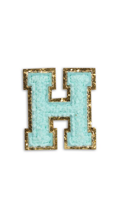 Autocollant sticker pour téléphone/tablette/ordinateur brodé en 3D turquoise - Lettre H