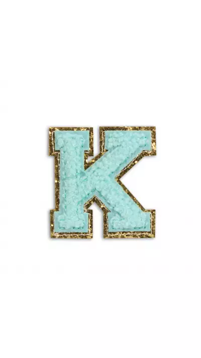Autocollant sticker pour téléphone/tablette/ordinateur brodé en 3D turquoise - Lettre K